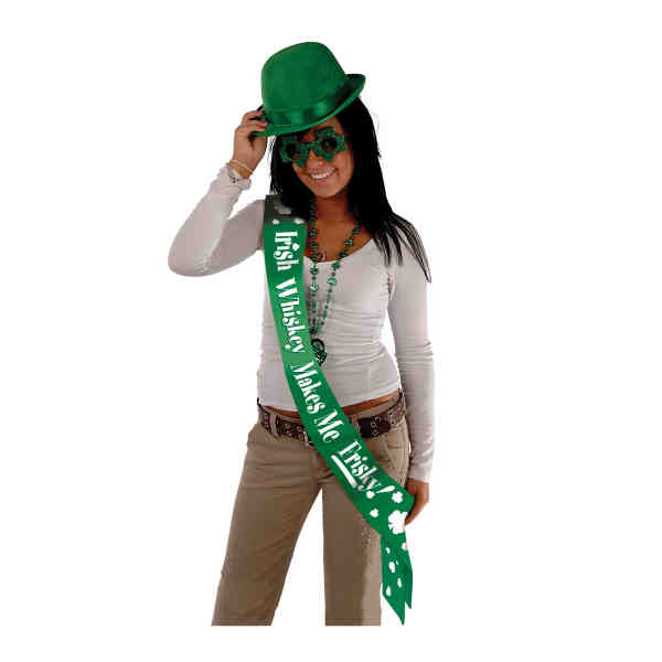 Picture of Beistle 30178 Irish Whisky Makes Me Frisky Satin Sash - Pack of 6
