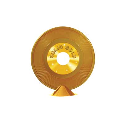 Gold Plastic Record Centerpiece - Pack of 12