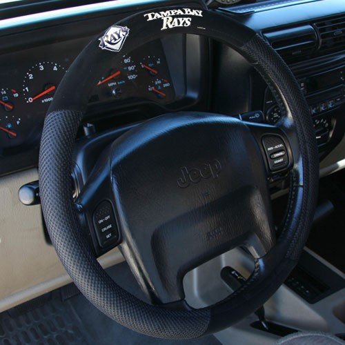 Picture of Fremont Die 68530 Poly-Suede Steering Wheel Cover - Tampa Bay Rays