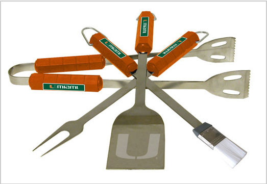 Picture of Bsi Products 61031 4 Pc Bbq Set - Miami Hurricanes