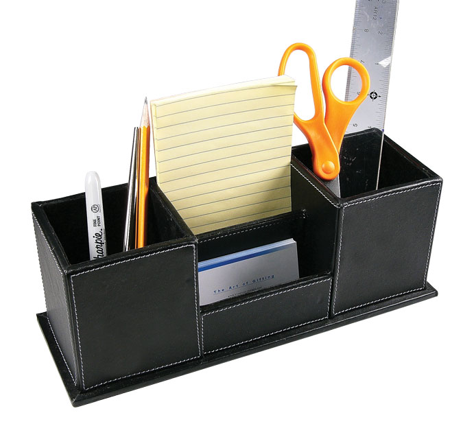 Bluestone BL029-BL Leather Desk Organizer - Black