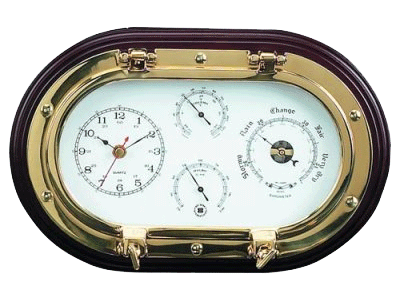 Picture of Bey-Berk SQB549 Brass Porthole Clock Combo