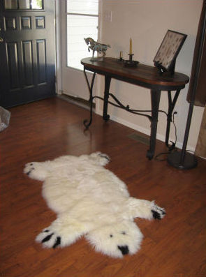 Picture of G.L. Bowron 7015-410-000 Contemporary Designer Bear Ivory-Black Animal Rug 2.0x3.1 Sheepskin