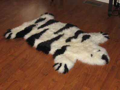 Picture of G.L. Bowron 7017-410-000 Designer Stripe Bear Ivory-Black Contemporary Animal Rug