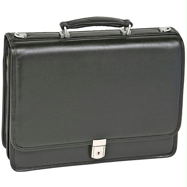 Picture of Mcklein 17 Inch River North Black Leather Triple Compartment Briefcase