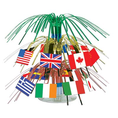 Picture of Beistle 57372 International Flag Mini Cascade Centerpiece - Pack of 12
