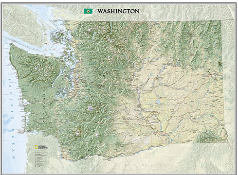 National Geographic Maps Washington State Wall Map Material: Paper