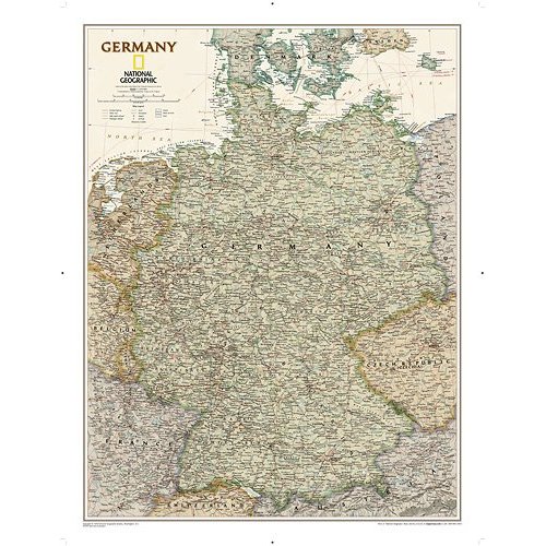 National Geographic Germany Wall Map - Executive - Laminated (23 x 30 in) (National Geographic Reference Map)