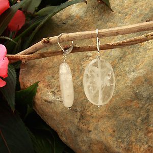 Picture of Betty Rocks BERCQZ12430201LB Euro Lever Back 30 x 20mm Thick Flat Oval Crystal Quartz Earrings