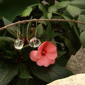 Long Drop Oval 16 x 14mm Nugget Rondell Crystal Quartz Earrings