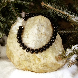 18 in. 18 x 13mm Rondell Black Onyx Necklace