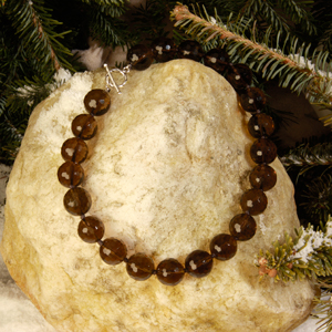 22 in. 18mm Round Smokey Quartz Necklace