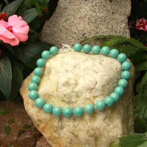 17 in. 16mm Round Stabilized Turquoise Necklace
