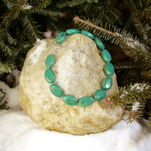 22 in. 30 x 20mm Thick Flat Oval Stabilized Turquoise Necklace