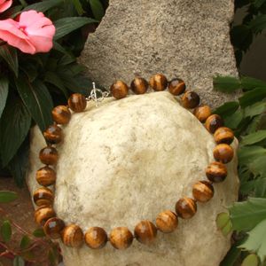 20 in. 18mm Round Tiger s Eye Necklace