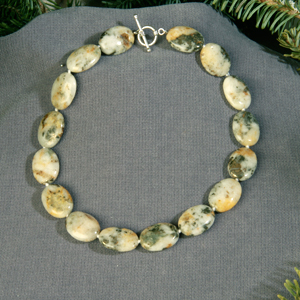 18 in. 25 x 18mm Flat Oval White Pyrite Necklace