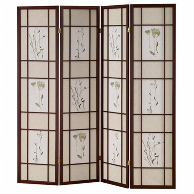 Ore International R5443 - Pantalla Shoji de 4 paneles - Cereza - Imagen 1 de 1