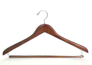 Suit Hanger with Lock Bar Light Walnut - 50 Pieces-Case.