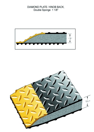 Diamond Plate/KnobBack 2 ft. x 3 ft. x 1-.12 in.