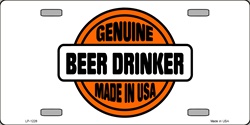 Picture of LP-1228 Genuine Beer Drinker Made in USA License Plate- X396