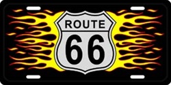 Picture of LP-1254 Route 66 Flames License Plate Tags- X424
