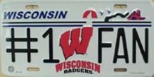 Picture of LP-1267 Wisconsin Badgers 1 Fan License Plate- 450110M