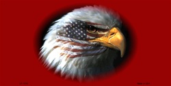 Picture of LP-1318 American Flag with Eagle on Dark Red Background License Plates Tags