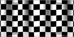 Waving Checkered Racing Flag License Plates
