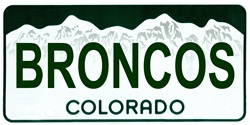 Colorado State Background License Plates- Broncos