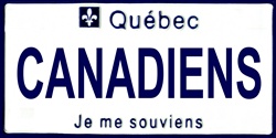 LP-2070 Quebec Canada Province Background License Plates- Canadiens