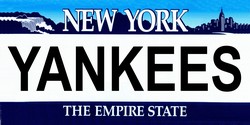 New York State Background License Plates- Yankees