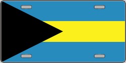 Bahamas Flag License Plate - Multi-Color - 6 x 12 in - Lightweight Aluminum - UV Resistant