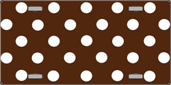 Polka Dots- White on Brown Flat Automotive License Plates Blanks for Customizing - Polka dots - White on Brown