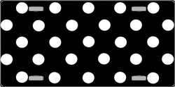 Polka Dots - White on Black Flat Automotive License Plates Blanks for Customizing