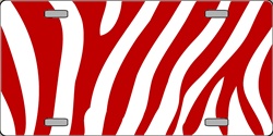 Picture of LP-2208 Zebra Print Flat Automotive License Plates Blanks for Customizing- Red