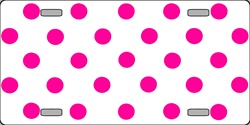 Polka Dots Hot Pink on White Flat Automotive License Plates Blanks for Customizing - Polka Dots - 6 x 12 Standard Size