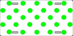 Polka Dots Flat Automotive License Plates - Lime Green on White - 6 x 12