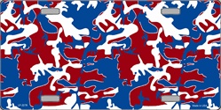 Red White and Blue Camo Camoflage Flat Automotive License Plates Blanks for Customizing