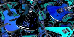 Guitars Blue Background License Plates Blanks