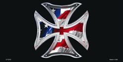 Maltese Cross with Flag License Plates Blanks Tags