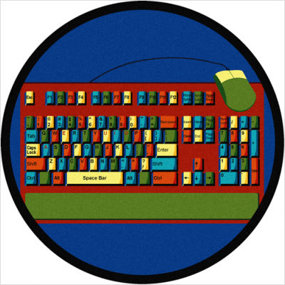 Keyboard Connection 7 ft.7 in. Round WearOn Nylon Machine Tufted- Cut Pile Educational Rug