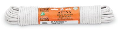 Interlocked Sash Cord, 1,350 lb Capacity, 100 ft, Cotton, White