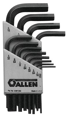 Allen 023-56080 130 13Pc Short Arm Hex Key Set Std. Inch S