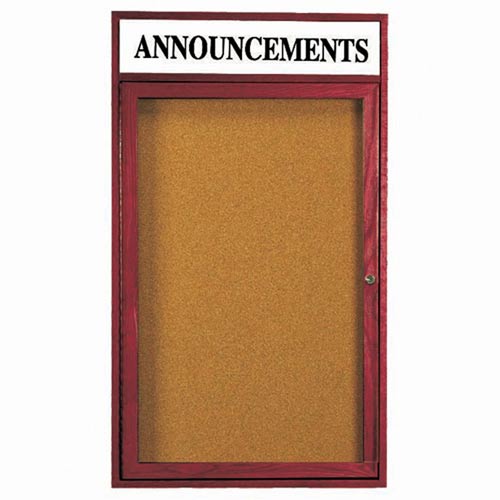 Picture of Aarco Products CBC2418RH 1-Door Enclosed Bulletin Boards with Header - Cherry
