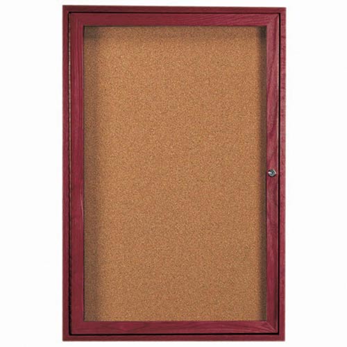 Picture of Aarco Products CBC3624R 1-Door Enclosed Bulletin Board - Cherry