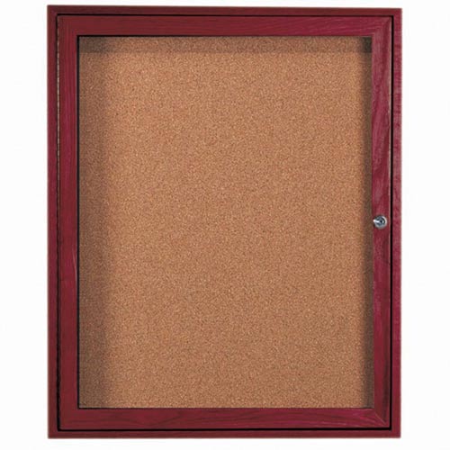 Picture of Aarco Products CBC3630R 1-Door Enclosed Bulletin Board - Cherry