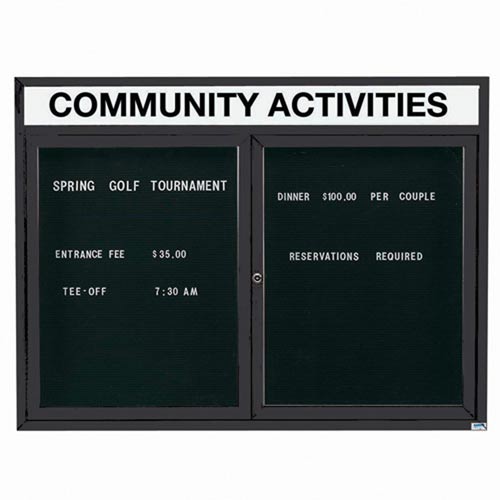 Picture of Aarco Products ADC3648HBK 36 in. H x 48 in. W 2-Door Enclosed Directory Board with Header - Black