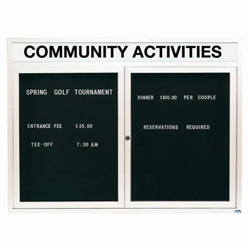 Picture of Aarco Products ADC3648HIW 36 in. H x 48 in. W 2-Door Illuminated Enclosed Directory Board with Header - White