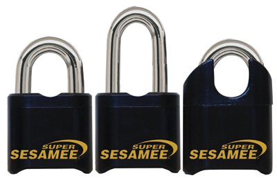 Super Sesamee,Keyless Padlock, 7/16 in dia, 3.1 in L, 7/8 in W, Black
