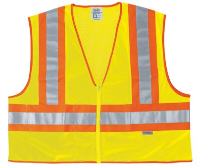 Fluorescent Line Safetyvest W- Orng-Sil Stripes